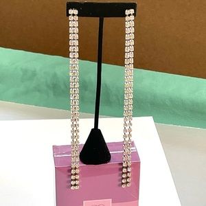 Vintage Suzanne Somers Collection - Long Double Row Rhinestone Earrings with Box